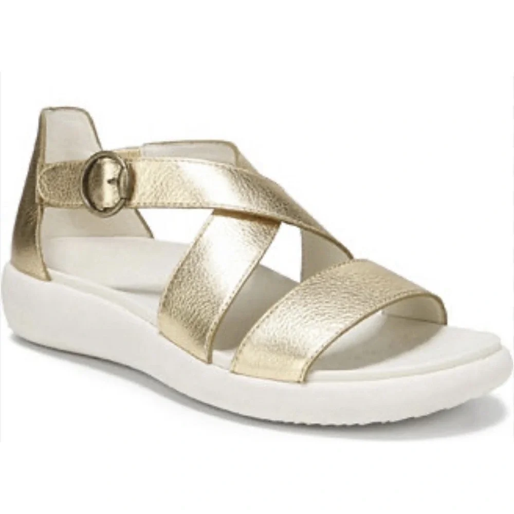 Vionic Womens Harmony RX Recovery Sandals Metallic Gold Leather Size 11